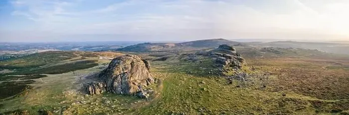 Framed Print : Top Down over Haytor Quarry and Haytor Rocks from a drone, Dartmoor Park, Devon, England, Europe Framed Print : Top Down over Haytor Quarry and Haytor Rocks from a drone, Dartmoor Park, Devon, England, Europe