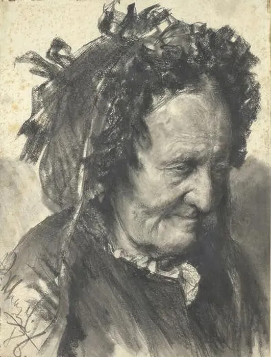 Framed Print : Head of an old woman with a hood Framed Print : Head of an old woman with a hood