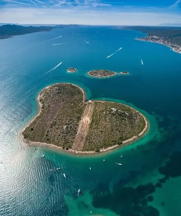 Framed Print : Heart shaped island of Galesnjak, aerial view, Dalmatia region of Croatia Framed Print : Heart shaped island of Galesnjak, aerial view, Dalmatia region of Croatia