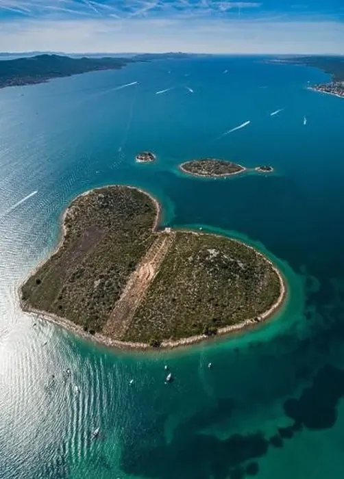 Framed Print : Heart shaped island of Galesnjak, aerial view, Dalmatia region of Croatia Framed Print : Heart shaped island of Galesnjak, aerial view, Dalmatia region of Croatia