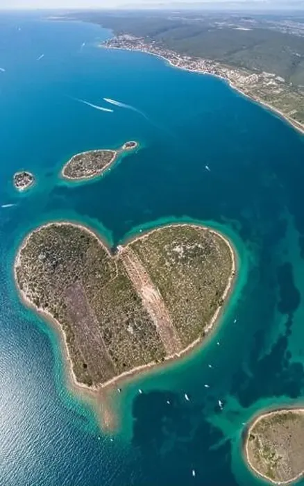 Framed Print : Heart shaped island of Galesnjak, aerial view, Dalmatia region of Croatia Framed Print : Heart shaped island of Galesnjak, aerial view, Dalmatia region of Croatia