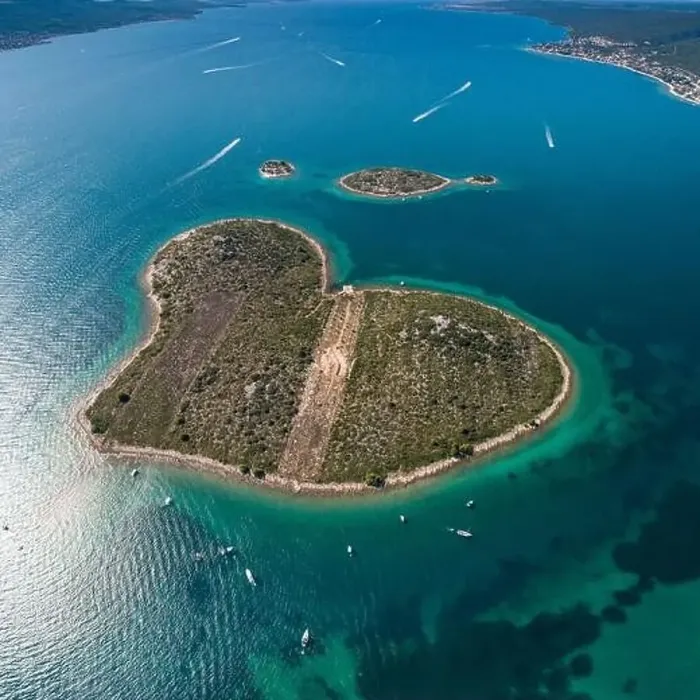Framed Print : Heart shaped island of Galesnjak, aerial view, Dalmatia region of Croatia Framed Print : Heart shaped island of Galesnjak, aerial view, Dalmatia region of Croatia