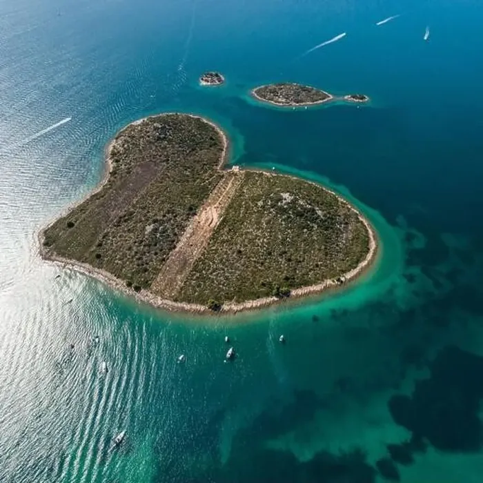 Framed Print : Heart shaped island of Galesnjak, aerial view, Dalmatia region of Croatia Framed Print : Heart shaped island of Galesnjak, aerial view, Dalmatia region of Croatia