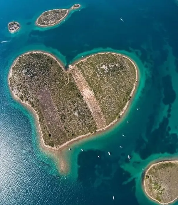 Framed Print : Heart shaped island of Galesnjak, aerial view, Dalmatia region of Croatia Framed Print : Heart shaped island of Galesnjak, aerial view, Dalmatia region of Croatia