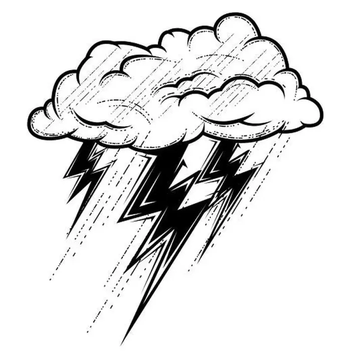 Framed Print : Heavy shower during a thunderstorm, thunderstorm cloud and lightning, bad weather, vector Framed Print : Heavy shower during a thunderstorm, thunderstorm cloud and lightning, bad weather, vector