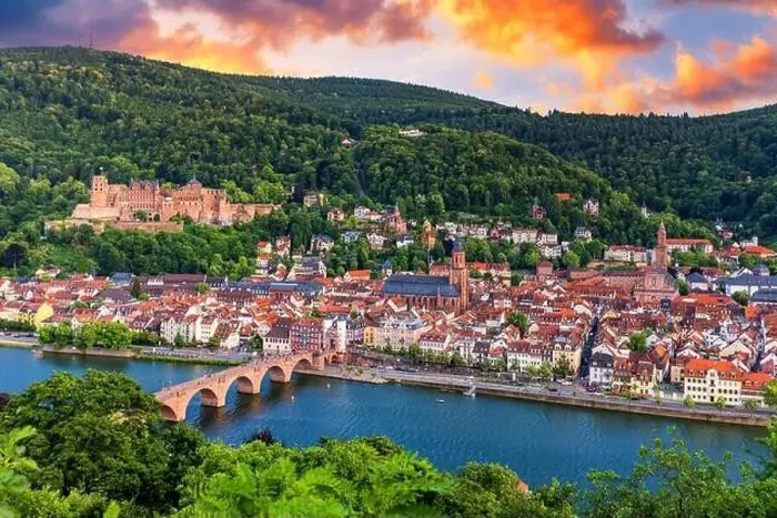 Framed Print : Heidelberg skyline aerial view from above