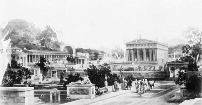 Framed Print : Heinrich Gärtner's illustration of the Altis of Olympia recreates the ancient Greek sanctuary Framed Print : Heinrich Gärtner's illustration of the Altis of Olympia recreates the ancient Greek sanctuary