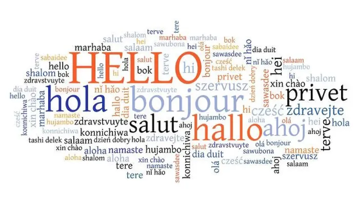 Framed Print : Hello word translated in different languages. Hello international translation text collage Framed Print : Hello word translated in different languages. Hello international translation text collage