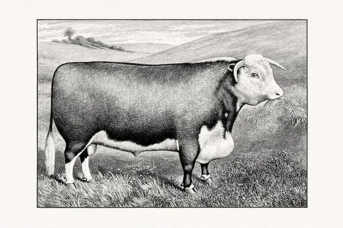 Framed Print : Hereford Cattle. Antique cattle illustration of a bull from an 1887 livestock book Framed Print : Hereford Cattle. Antique cattle illustration of a bull from an 1887 livestock book