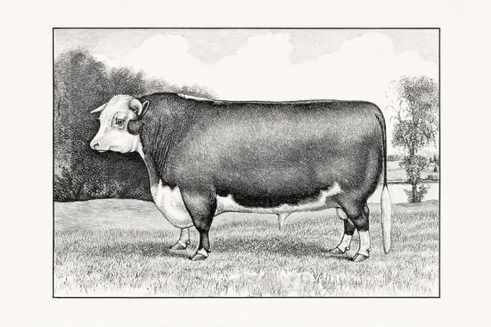 Framed Print : Hereford Cattle. Antique cattle illustration of a bull from an 1887 livestock book Framed Print : Hereford Cattle. Antique cattle illustration of a bull from an 1887 livestock book