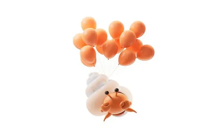 Framed Print : Hermit crab and balloons with cartoon style, 3d rendering. 3D illustration Framed Print : Hermit crab and balloons with cartoon style, 3d rendering. 3D illustration