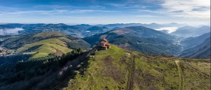 Framed Print : Hermitage in Kolitza mount in Balmaseda, Basque Country, Spain drone view 21:9 Framed Print : Hermitage in Kolitza mount in Balmaseda, Basque Country, Spain drone view 21:9
