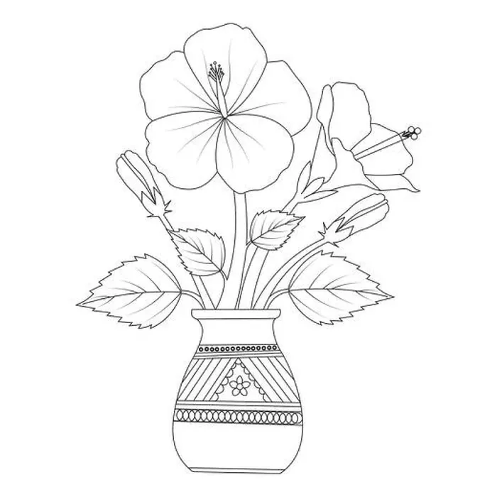 Framed Print : hibiscus flower coloring page illustration with line art stroke of black and white hand drawn Framed Print : hibiscus flower coloring page illustration with line art stroke of black and white hand drawn