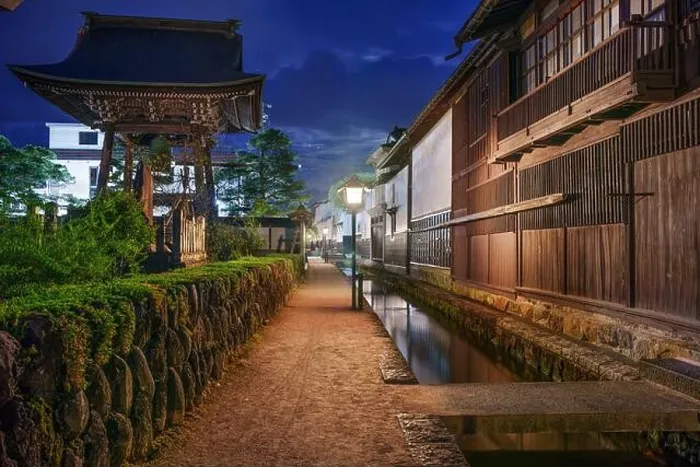 Framed Print : Hida, Gifu, Japan on Shirakabe Dozogai Street at night Framed Print : Hida, Gifu, Japan on Shirakabe Dozogai Street at night
