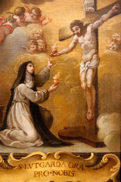 Framed Print : Hieron Museum. Jesus Christ and Lutgarde de Tongres exchanging hearts. Belgium, 17th century Framed Print : Hieron Museum. Jesus Christ and Lutgarde de Tongres exchanging hearts. Belgium, 17th century