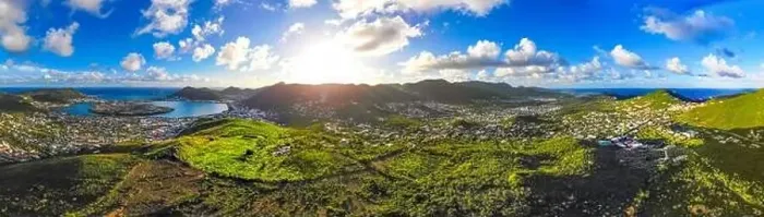Framed Print : High Aerial view of the caribbean island of St. Maarten Framed Print : High Aerial view of the caribbean island of St. Maarten