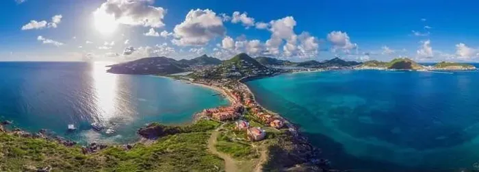 Framed Print : High Aerial view of the caribbean island of St. Maarten Framed Print : High Aerial view of the caribbean island of St. Maarten