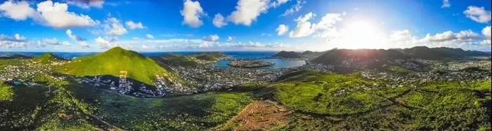 Framed Print : High Aerial view of the caribbean island of St. Maarten Framed Print : High Aerial view of the caribbean island of St. Maarten