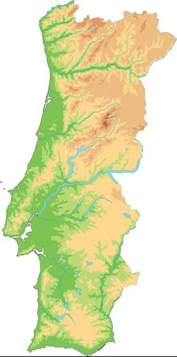 Framed Print : High detailed Portugal physical map Framed Print : High detailed Portugal physical map