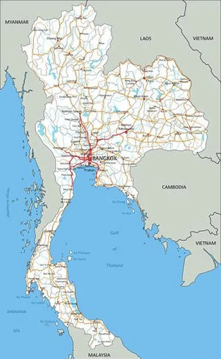 Framed Print : High detailed Thailand road map with labeling Framed Print : High detailed Thailand road map with labeling