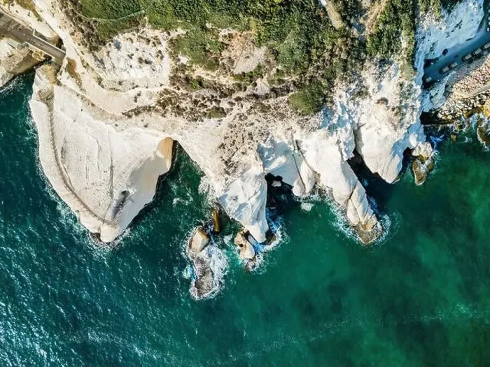 Framed Print : High resolution drone panoramic image of Rosh HaNikra- the northernmost point separating the border between Israel; Framed Print : High resolution drone panoramic image of Rosh HaNikra- the northernmost point separating the border between Israel;