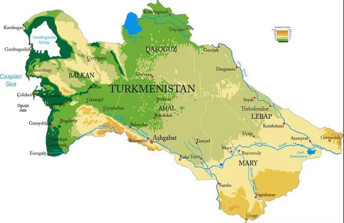 Framed Print : Highly detailed physical map of the Turkmenistan, in vector format, with all the relief forms, regions and big cities Framed Print : Highly detailed physical map of the Turkmenistan, in vector format, with all the relief forms, regions and big cities