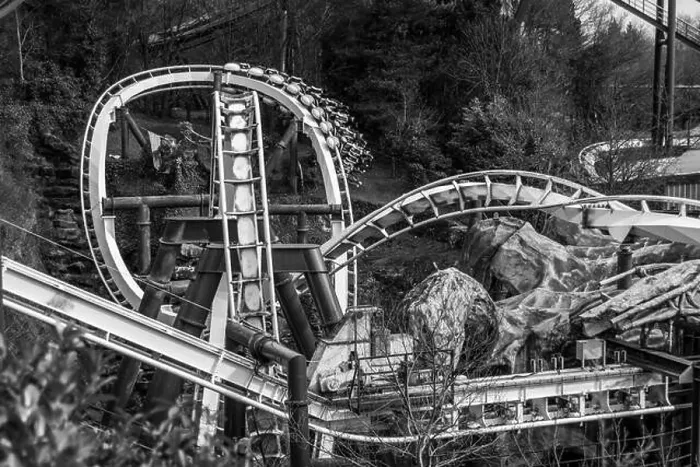 Framed Print : Highly Unique Angles of the Rollercoaster Nemesis at Alton Towers Theme Park Framed Print : Highly Unique Angles of the Rollercoaster Nemesis at Alton Towers Theme Park