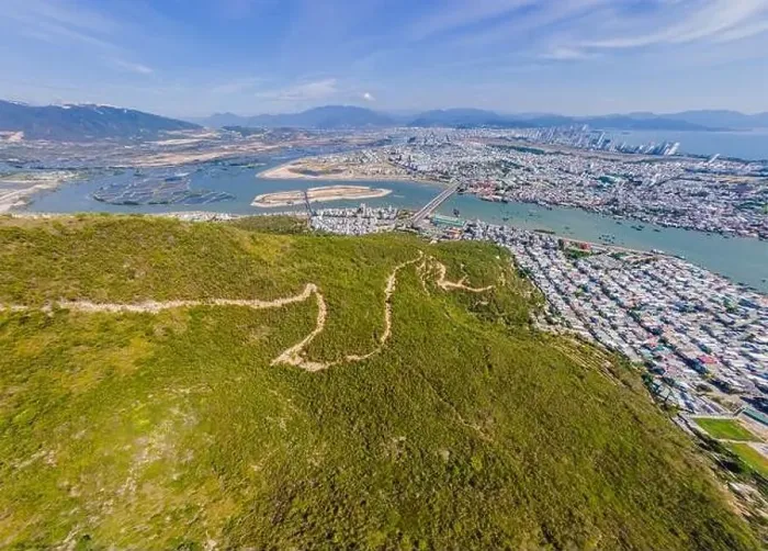Framed Print : Hiking trail near the city. Aerial view from drone Framed Print : Hiking trail near the city. Aerial view from drone