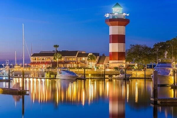 Hilton Head, South Carolina, USA lighthouse at dusk