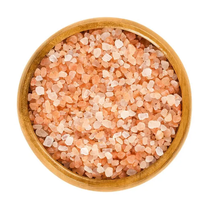 Framed Print : Himalayan salt in wooden bowl. Rock salt Framed Print : Himalayan salt in wooden bowl. Rock salt