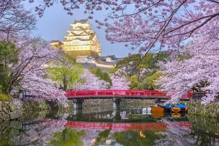 Framed Print : Himeji, Japan at Himeji Castle's surrounding moat in the spring season Framed Print : Himeji, Japan at Himeji Castle's surrounding moat in the spring season
