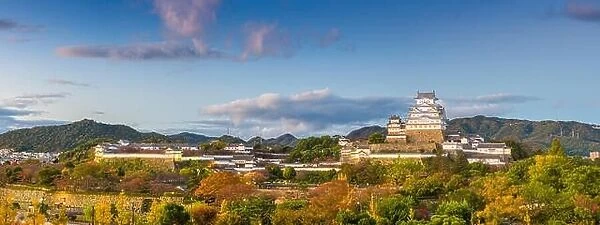 Himeji, Japan panorama of Himeji Castle in the autumn season