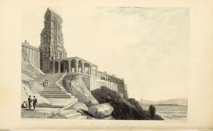 Framed Print : Hindoo [Hindu] Temple At Tritchengur [Tiruchendur is a panchayat town located in the southern tip of India