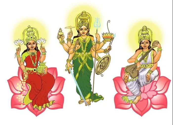 Framed Print : Hindu Goddess Durga with Goddess Lakshmi and Goddess Saraswati Framed Print : Hindu Goddess Durga with Goddess Lakshmi and Goddess Saraswati