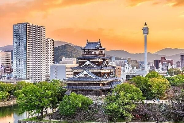 Hiroshima, Japan cityscape and castle