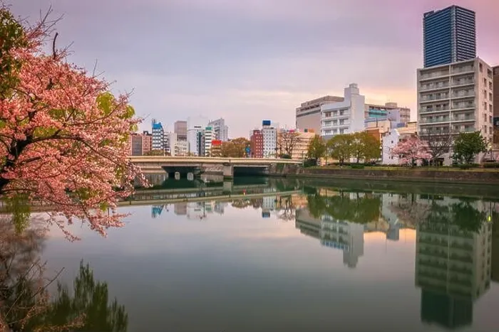 Framed Print : Hiroshima, Japan downtown cityscape on the Enko River at dawn Framed Print : Hiroshima, Japan downtown cityscape on the Enko River at dawn