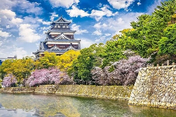 Hiroshima, Japan at Hiroshima Castle in springtime