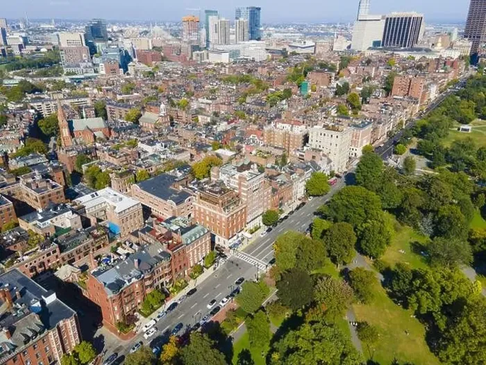 Framed Print : Historic Boston Beacon Hill aerial view, Boston, Massachusetts MA, USA