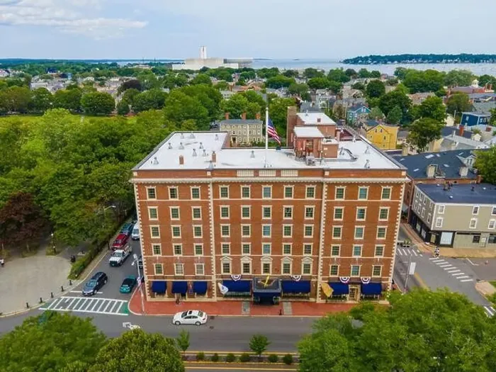Framed Print : Historic Hawthorne Hotel aerial view at 18 Washington Square West in historic city center of Salem