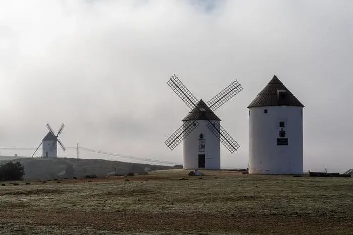 Framed Print : Historic whitewashed windmills in La Mancha Framed Print : Historic whitewashed windmills in La Mancha