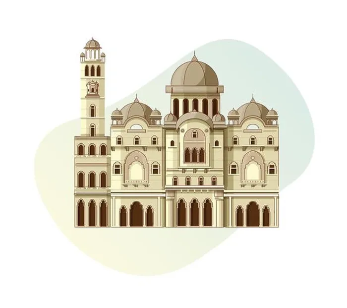 Framed Print : Historical Icon Vadodara City - Laxmi Vilas Palace - Icon Illustration as EPS 10 File
