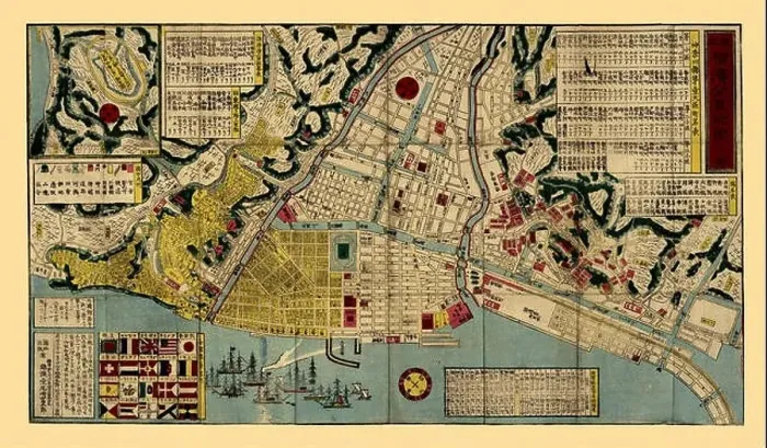 Framed Print : Historical map of Yokohama circa 1878 Framed Print : Historical map of Yokohama circa 1878