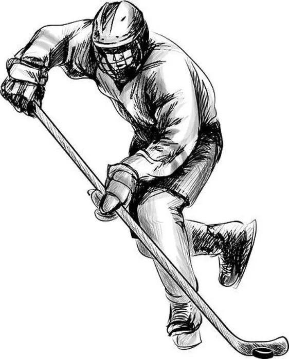 Framed Print : Hockey player. Hand drawn sketch. Winter sport. Vector illustration of paints
