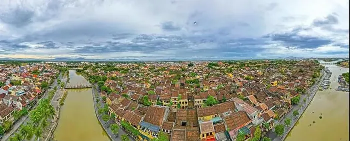Framed Print : Hoi An, Vietnam : Panorama Aerial view of Hoi An ancient town Framed Print : Hoi An, Vietnam : Panorama Aerial view of Hoi An ancient town