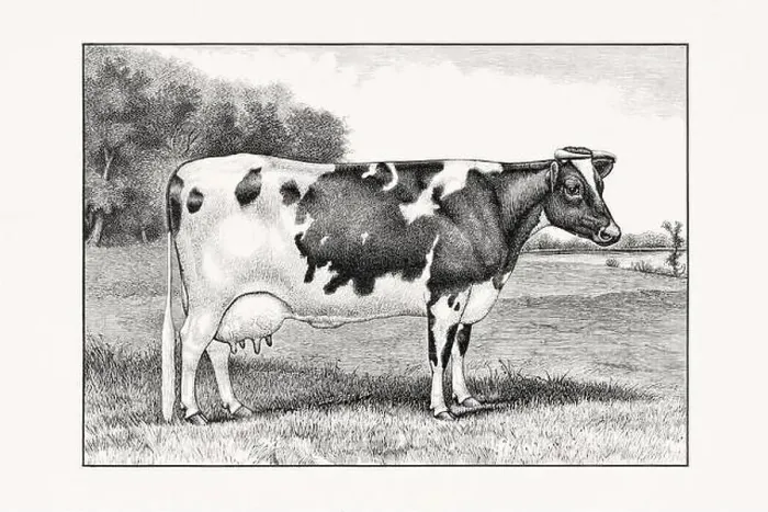 Framed Print : Holstein-Friesian Cattle. Vintage cattle illustration of a cow from an 1887 livestock book Framed Print : Holstein-Friesian Cattle. Vintage cattle illustration of a cow from an 1887 livestock book