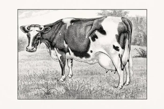 Framed Print : Holstein-Friesian Cattle. Vintage cattle illustration of a cow from an 1887 livestock book Framed Print : Holstein-Friesian Cattle. Vintage cattle illustration of a cow from an 1887 livestock book