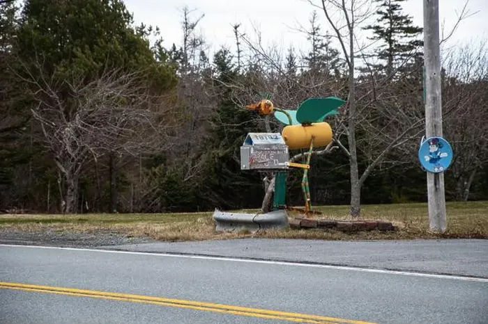 Framed Print : Homemade bird mailbox repurposed from a propane tank and other discarded items on highway 7 in Tangier Framed Print : Homemade bird mailbox repurposed from a propane tank and other discarded items on highway 7 in Tangier