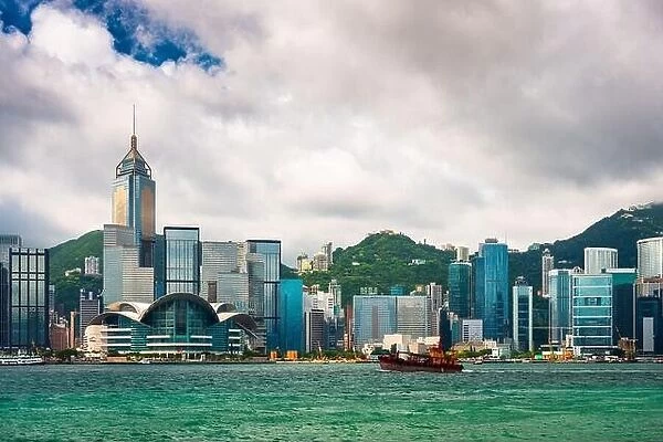 Hong Kong, China city skyline at Victoria Harbor
