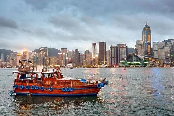 Hong Kong, China panorama skyline on the harbor