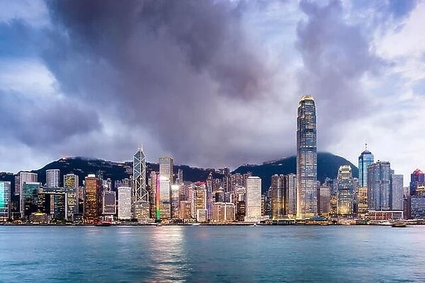 Hong Kong, China skyline at Victoria Harbor